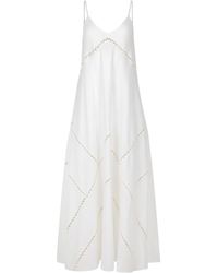Langner - Lace Trimmed Linen Maxi Dress - Lyst