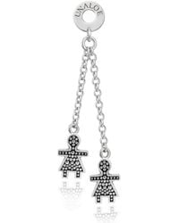 Unaloe - Sterling Pavé Effect Double Chain Drop Earrings With Family Charms Jewelry - Lyst