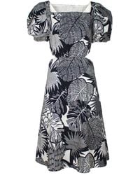 Lalipop Design - Black & White Midi Dress With Side Cut-outs - Lyst