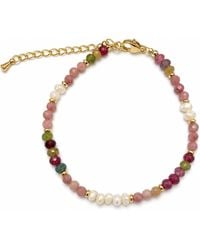 Angel Barocco - Multicolour Tourmaline & Freshwater Pearl Beaded Bracelet - Lyst