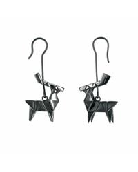Origami Jewellery Earrings Deer Silver Gun Metal - Black