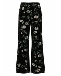 Traffic People - Swan Song Metallic Velvet Floral Edith Wide Leg Trousers - Lyst