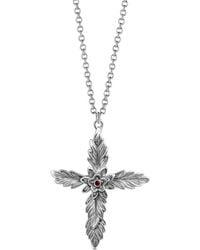 Unaloe - Cross Amen Necklace With Natural Ruby - Lyst
