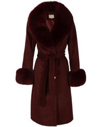 Santinni - Luxurious Cashmere-Wool Coat With Faux Fur - Lyst