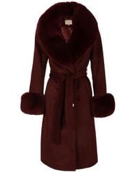 Santinni - Luxurious Cashmere-Wool Coat With Faux Fur - Lyst