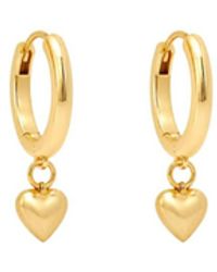 Uchi and Soto - Kokoro Heart Drop Huggies Earrings - Lyst