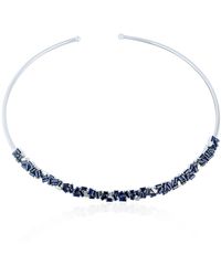 Artisan - 18k White Gold Baguette Natural Diamond & Blue Sapphire Wire Cuff Choker Necklace - Lyst
