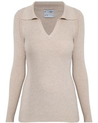 Ats the Label - Neutrals Vesper Creme Ribbed Knit Top - Lyst