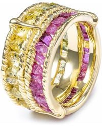 German Kabirski - Tyra Handcrafted Barrel Ring With Raw Sapphire And Ruby - Lyst