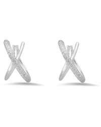 Kylie Harper - Pave X Hoop Earrings - Lyst