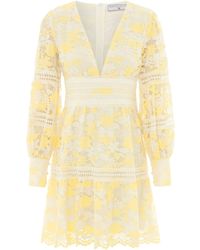 Hortons England - The Cabo Lace Mini Dress Yellow - Lyst