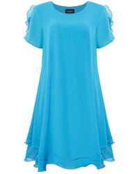 James Lakeland - Short Sleeve Wave Hem Dress Turquoise - Lyst