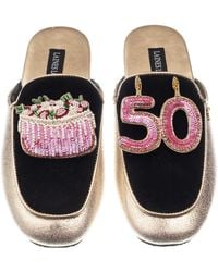Laines London - Classic Mules With 50th Birthday & Cake Brooches - Lyst