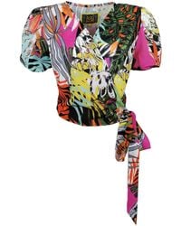 Lalipop Design - Double-Breasted Blouse With Abstract Floral-Print - Lyst
