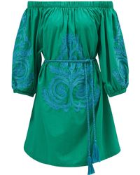 Peraluna - Masumi Embroidered Mini Dress In /blue - Lyst