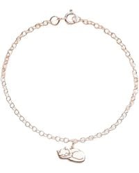 Posh Totty Designs - Sterling Sleeping Cat Dinky Charm Bracelet - Lyst