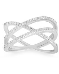 Kylie Harper - Sterling Criss-Cross Diamond Cz Ring - Lyst
