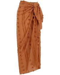 Lilamie - Capri Side Tie Summer Pareo Skirt-Brick - Lyst
