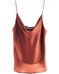 MIONÈ - Silk Camisole Top With Draped Detail - Lyst