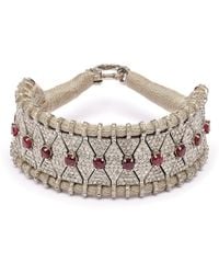 Caravan of Stones - Neutrals Skoura- Sand Thread Pavé Diamond & Ruby Bracelet - Lyst