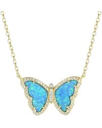 KAMARIA - Opal Butterfly Necklace With Crystals - Lyst