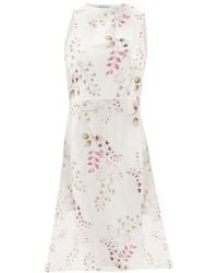 Haris Cotton - Printed A Line Came Linen Blend Dress Bouquet - Lyst