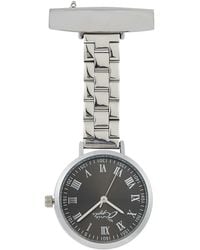 Bermuda Watch Company - Annie Apple Meraki Gunmetal/silver Link Nurse Fob Watch - Lyst