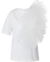 LIA ARAM - Off- Edgy Ruffle Appliqué Tee - Lyst