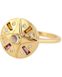 Artisan - With Diamond & Moonstone Multi Stone Ring - Lyst