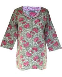 Lime Tree Design - Block Printed Tunic Top Floral - Lyst
