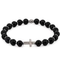 Ebru Jewelry - Sterling Cross Onyx Beaded Bracelet - Lyst