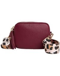 Betsy & Floss - Verona Crossbody Burgundy Tassel Bag With Light Leopard Strap - Lyst