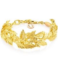 Unaloe - Vermeil Leaf Bracelet With Botanical Design – Handmade Italian Jewelry - Lyst