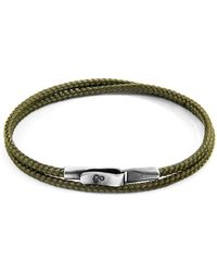 Anchor and Crew Khaki Green Liverpool Silver & Rope Bracelet - Metallic