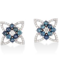 Artisan - 18K Diamond & Diamond Floral Stud Earrings - Lyst