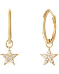 Zohreh V. Jewellery - Celestial Diamond Star Hoop Earrings 9k - Lyst