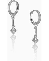 Spero London - Sterling Rhombus Drop Hoop Earring - Lyst