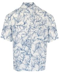 Haris Cotton - Printed Short Sleeved Front Pocket Linen Shirt Fern - Lyst
