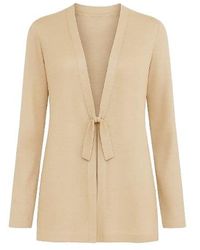Conquista - Neutrals Open Front Linen Cardigan - Lyst