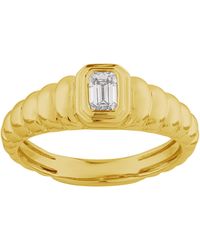 Artisan - Emerald Cut Diamond Ribbed Band Ring - Lyst
