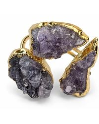 By Ozge - Amethyst Trinity Plated Adjustable Ring - Lyst