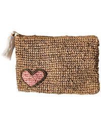 OhSun - Neutrals Xoxo Beaded Raffia Clutch - Lyst