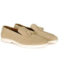 DAVID WEJ - Neutrals Lorenzo Suede Tassel Loafers - Lyst