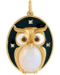 Artisan - Owl Opal, Quartz, Diamond & Enamel Pendant - Lyst