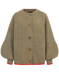 Cara & The Sky - Brigit Balloon Sleeve Pointelle Stitch Cardigan - Lyst