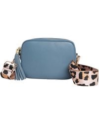 Betsy & Floss - Verona Crossbody Tassel Denim Bag With Light Leopard Strap - Lyst