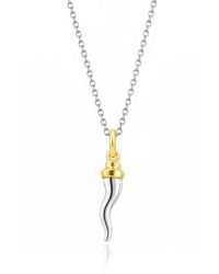 Unaloe - Two-Tone Sterling Italian Horn With Plated Bowler Hat Necklace - Lyst
