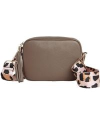 Betsy & Floss - Verona Crossbody Dark Taupe Tassel Bag With Dark Leopard Strap - Lyst