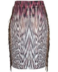 Lalipop Design - Pencil Skirt With Animal Print And Fringe Details - Lyst