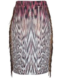 Lalipop Design - Pencil Skirt With Animal Print And Fringe Details - Lyst